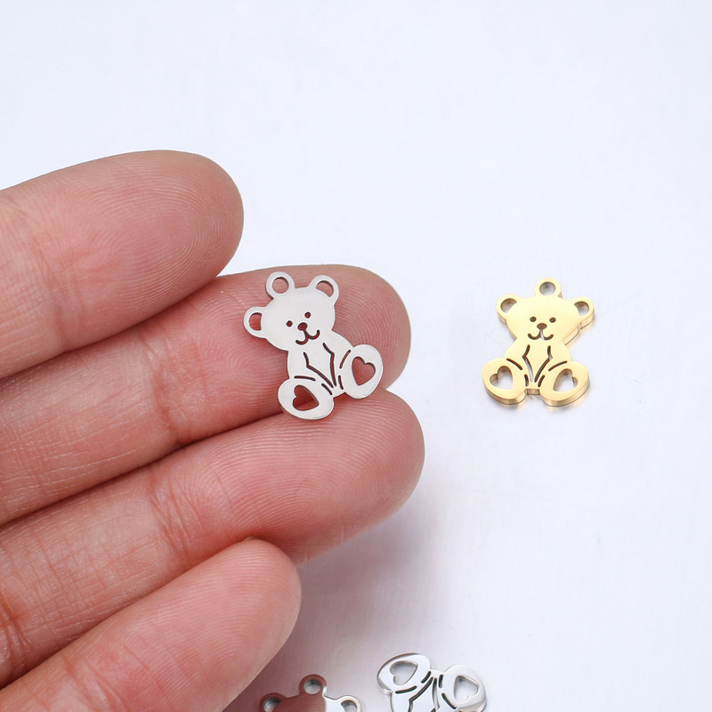 DOOYIO 5 vnt. / partijos nerūdijančio plieno pakabukas tuščiaviduris meškiukas Kūrybingas gyvūnas, mielas moterims, „pasidaryk pats“ papuošalų žymėjimo reikmenys