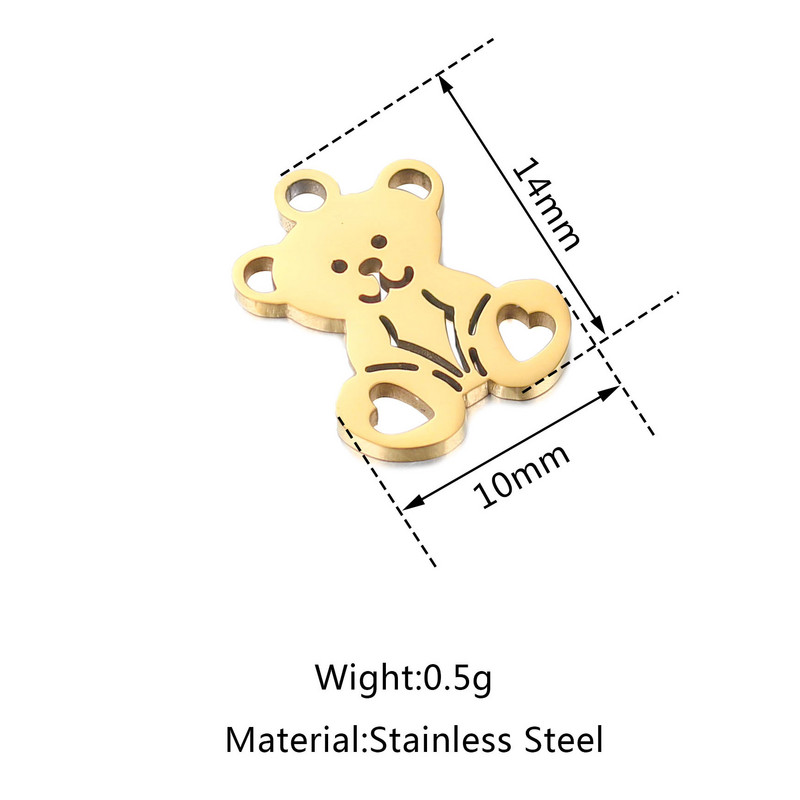 DOOYIO 5 vnt. / partijos nerūdijančio plieno pakabukas tuščiaviduris meškiukas Kūrybingas gyvūnas, mielas moterims, „pasidaryk pats“ papuošalų žymėjimo reikmenys