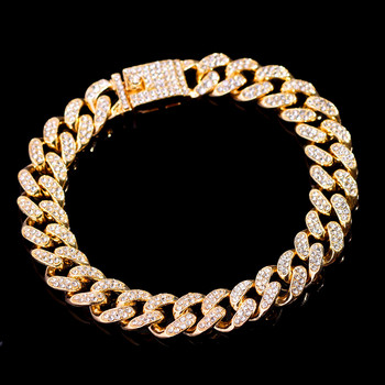 Пънк хип-хоп Bling Miami Cuban Link Anklets Гривна Жени Мъже Crystal Rhinestones Набита метална верига за глезена Iced Jewely Wholesale