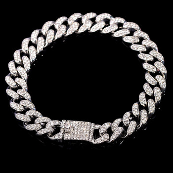 Пънк хип-хоп Bling Miami Cuban Link Anklets Гривна Жени Мъже Crystal Rhinestones Набита метална верига за глезена Iced Jewely Wholesale