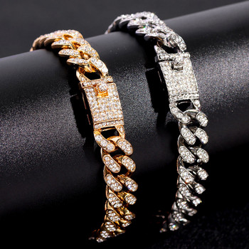 Пънк хип-хоп Bling Miami Cuban Link Anklets Гривна Жени Мъже Crystal Rhinestones Набита метална верига за глезена Iced Jewely Wholesale