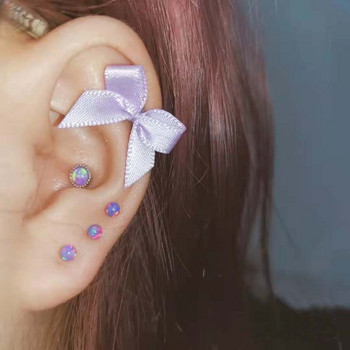 1PC Bow-knot Helix Piercing Ear Stud Аксесоари за бижута за тяло Хрущял 2021 Неръждаема стомана Tragus Обеца Винт 20G корейски