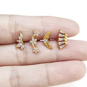 Három virágos Labret piercing Forward Helix CZ szárnyas fülbevaló 100% 316L rozsdamentes acél belső menetes Tragus Stud