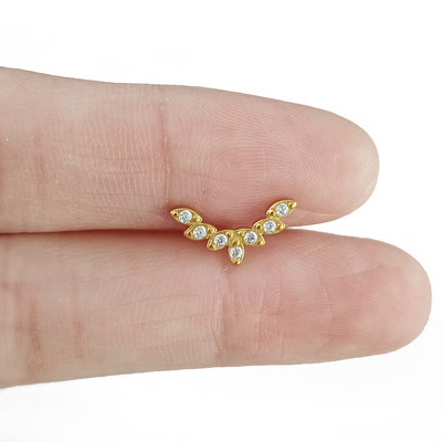 Három virágos Labret piercing Forward Helix CZ szárnyas fülbevaló 100% 316L rozsdamentes acél belső menetes Tragus Stud