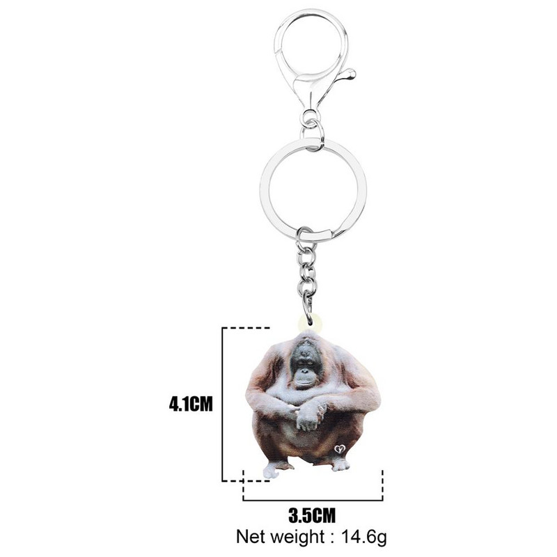 Newei Akril Aranyos Orangután Kulcstartó Kulcstartó Big Print Vadállat Kulcstartó Ékszer Tiniknek Gyerekeknek Férfi Vicces Ajándék Autós Bűvészek