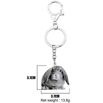 Newei Acrylic Grizzle Easter Hare Rabbit Bunny Keychains Μπρελόκ Εκτύπωση Ζώων Μπρελόκ Κοσμήματα Γυναικεία Εφηβική τσάντα πορτοφολιού