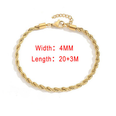Širina 3/4 MM Lanac od nehrđajućeg čelika s kratkim užetom za žene Jednostavan lančić zlatne boje na nozi Dodaci na stopalu Nakit C049