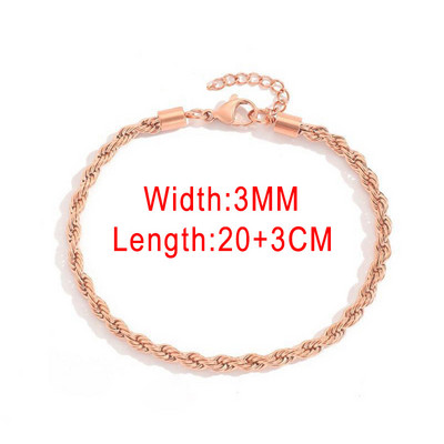 Širina 3/4 MM Lanac od nehrđajućeg čelika s kratkim užetom za žene Jednostavan lančić zlatne boje na nozi Dodaci na stopalu Nakit C049