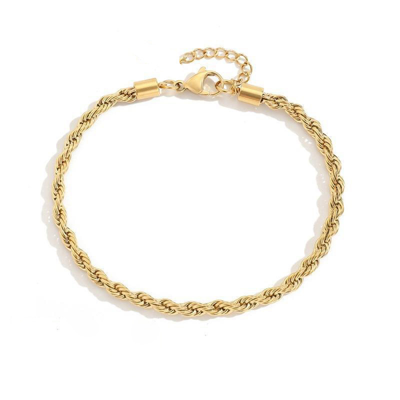 Širina 3/4 MM Lanac od nehrđajućeg čelika s kratkim užetom za žene Jednostavan lančić zlatne boje na nozi Dodaci na stopalu Nakit C049