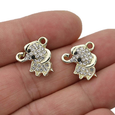 10 bucăți pandantiv cu breloc elefant din cristal placat cu argint pentru fabricarea de bijuterii, brățări, colier, cercei, accesorii DIY, descoperiri