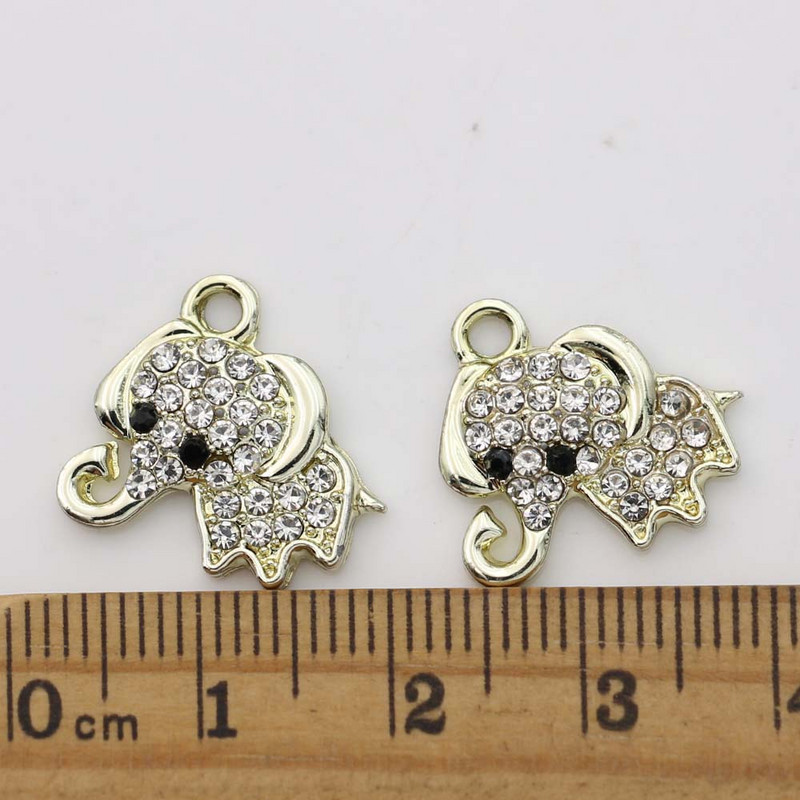 10 bucăți pandantiv cu breloc elefant din cristal placat cu argint pentru fabricarea de bijuterii, brățări, colier, cercei, accesorii DIY, descoperiri