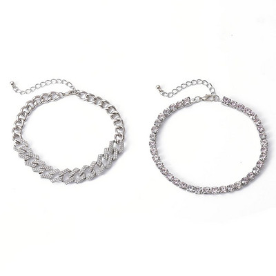 IngeSight.Z Šarm u 4 boje, luksuzna, sjajna narukvica s vještačkim dijamantima, narukvica s gležnjačama, podesivi kristali, narukvice za gležnjeve na nogama, bosonoge sandale, nakit