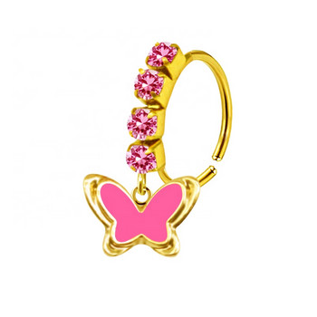Μύτη Piercing Κοσμήματα ροζ χρώμα πεταλούδα Μύτη δαχτυλίδια για γυναίκες Ανοξείδωτο ατσάλι μύτη κρεμαστό δαχτυλίδι μύτης τρυπώντας κοσμήματα