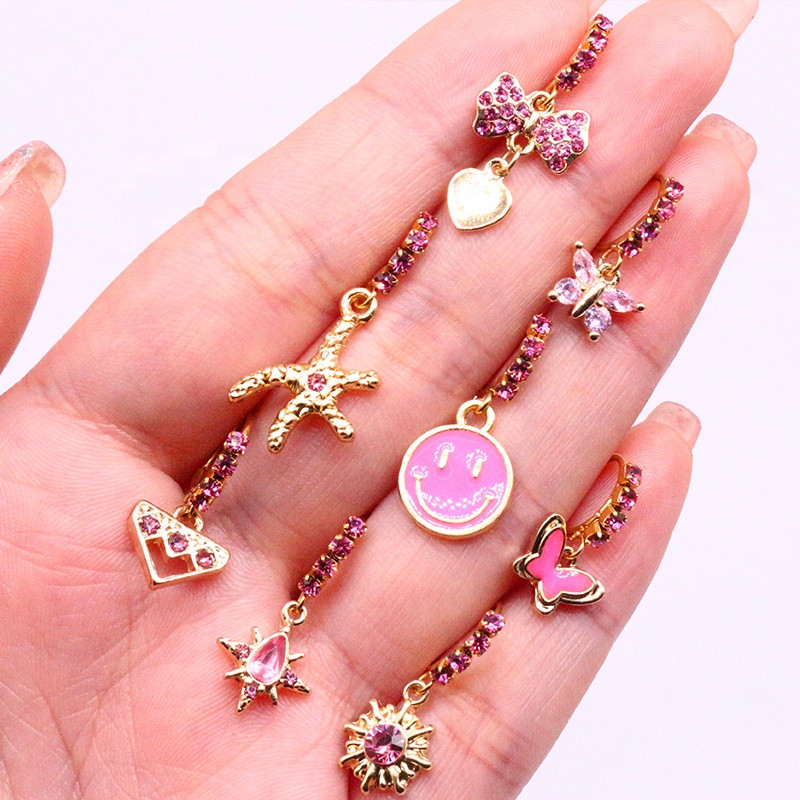 Nakit za piercing u nosu ružičasti leptir Karike za nos za žene Obruč za nos od nehrđajućeg čelika viseći prsten za nos nakit za piercing