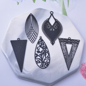 6 komada mjedenih crnih crvenih trokutastih privjesaka, veliki privjesak, DIY izrada naušnica, nakita