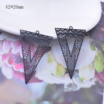 6 komada mjedenih crnih crvenih trokutastih privjesaka, veliki privjesak, DIY izrada naušnica, nakita
