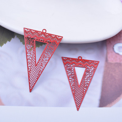 6 komada mjedenih crnih crvenih trokutastih privjesaka, veliki privjesak, DIY izrada naušnica, nakita