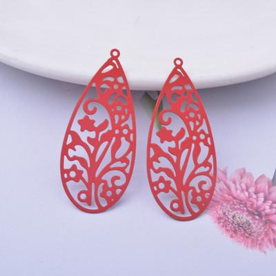 6 komada mjedenih crnih crvenih trokutastih privjesaka, veliki privjesak, DIY izrada naušnica, nakita