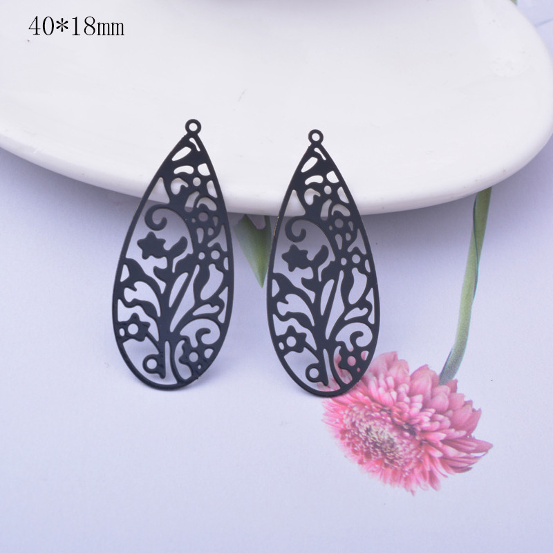 6 komada mjedenih crnih crvenih trokutastih privjesaka, veliki privjesak, DIY izrada naušnica, nakita