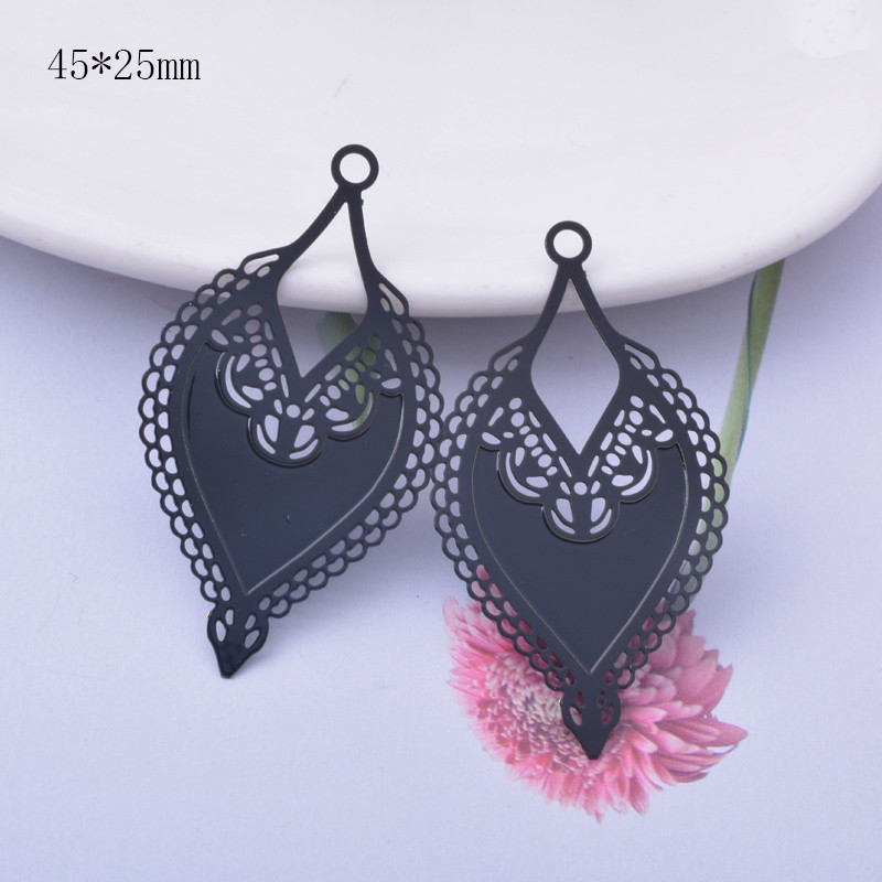 6 komada mjedenih crnih crvenih trokutastih privjesaka, veliki privjesak, DIY izrada naušnica, nakita