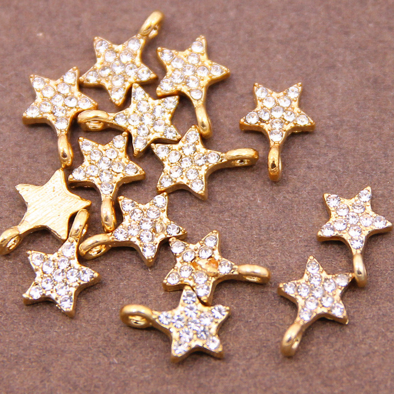 10 buc. 13*9mm metal din aliaj de zinc MINI strasuri incrustate pentagramă stea Charms pentru bijuterii Accesorii de bijuterii