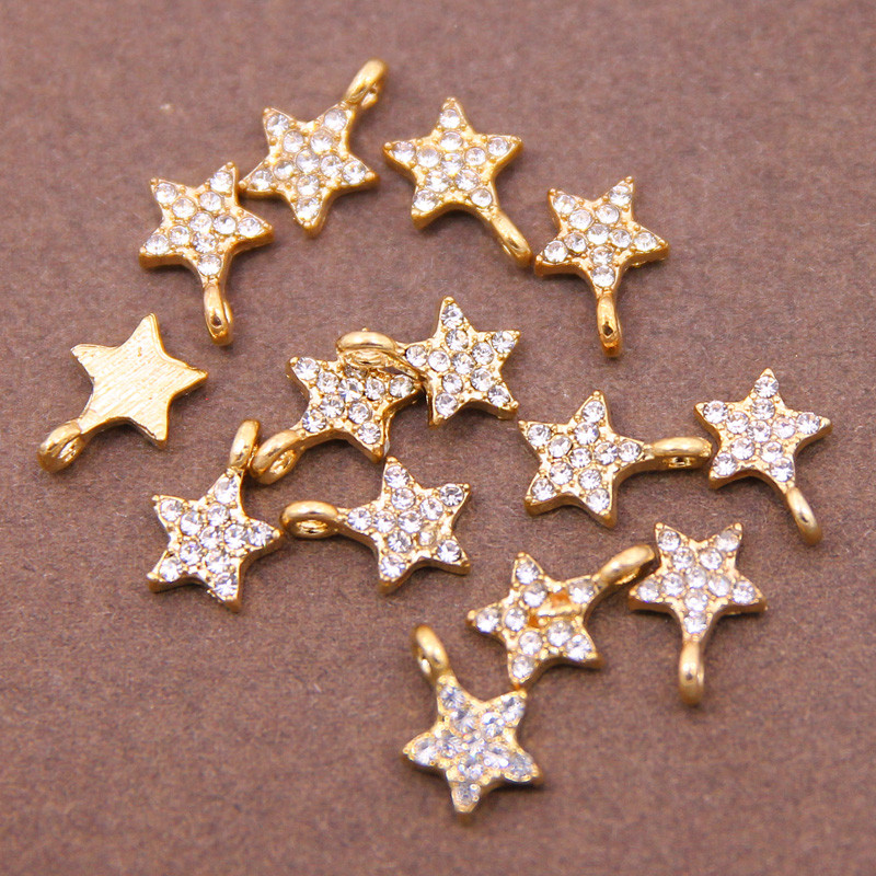 10 buc. 13*9mm metal din aliaj de zinc MINI strasuri incrustate pentagramă stea Charms pentru bijuterii Accesorii de bijuterii