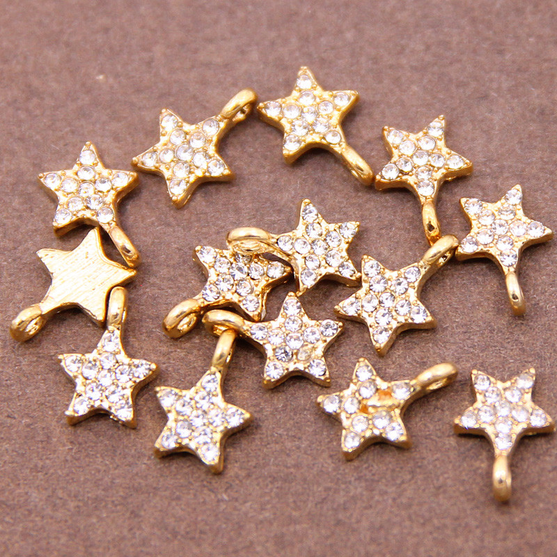 10 buc. 13*9mm metal din aliaj de zinc MINI strasuri incrustate pentagramă stea Charms pentru bijuterii Accesorii de bijuterii