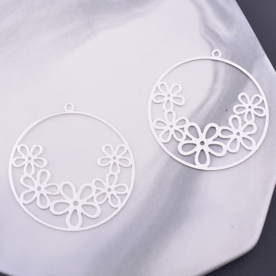 6 komada Diy nakita, svijetlo zlatne boje, okrugli cvjetni privjesak, tanki privjesak, posrebrene naušnice