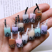 10 τεμ. 28*10mm Ρητίνη Pearl Milk Tea Charms Κρεμαστό μπουκάλι τσαγιού γάλακτος για κοσμήματα DIY Χειροποίητα Σκουλαρίκια Βραχιόλι Κολιέ