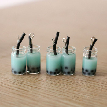 10 τεμ. 28*10mm Ρητίνη Pearl Milk Tea Charms Κρεμαστό μπουκάλι τσαγιού γάλακτος για κοσμήματα DIY Χειροποίητα Σκουλαρίκια Βραχιόλι Κολιέ