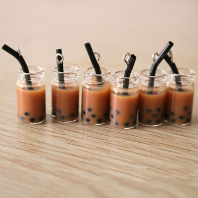 10 τεμ. 28*10mm Ρητίνη Pearl Milk Tea Charms Κρεμαστό μπουκάλι τσαγιού γάλακτος για κοσμήματα DIY Χειροποίητα Σκουλαρίκια Βραχιόλι Κολιέ