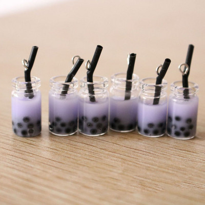 10 τεμ. 28*10mm Ρητίνη Pearl Milk Tea Charms Κρεμαστό μπουκάλι τσαγιού γάλακτος για κοσμήματα DIY Χειροποίητα Σκουλαρίκια Βραχιόλι Κολιέ