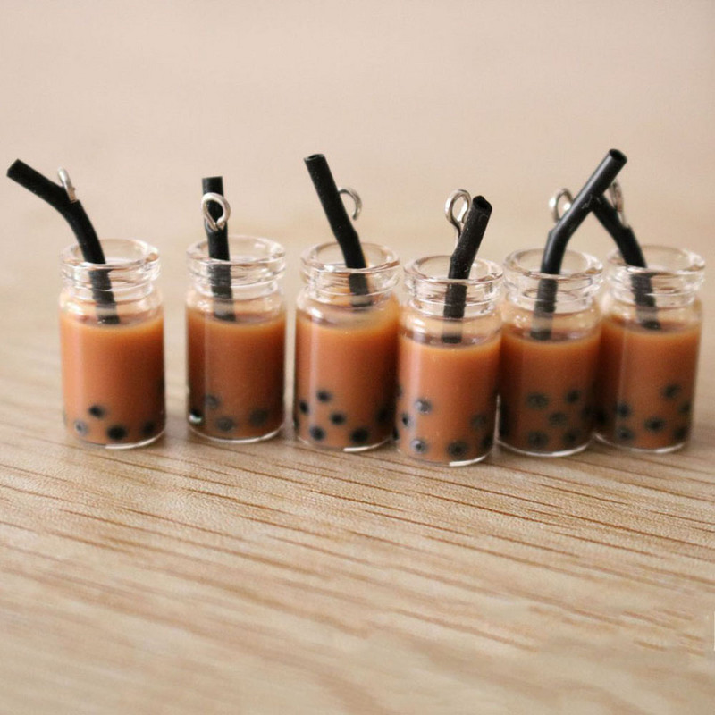 10 gab 28*10mm Resin Pearl Milk Tea Charms Milk Tējas pudele Kulons rotaslietām DIY Handmade Auskari Rokassprādze Kaklarota