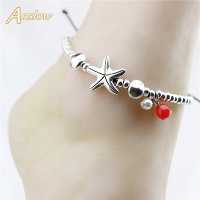 Anslow Design vasaros atostogų papuošalai pėdoms Starfish Ocean Charms Moteriška kulkšnies apyrankė ant kojos Mergaitės paplūdimio aksesuaras LOW0005AA