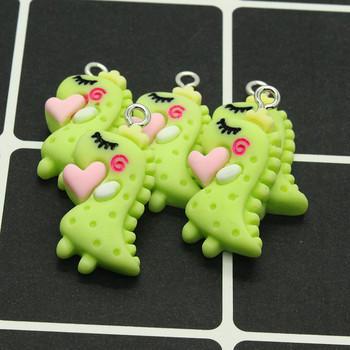 10 τμχ Mix Cartoon Animal Kawaii Resin Dinosaur Charms For Earring βραχιόλι Αλυσίδες τηλεφώνου Κρεμαστό αξεσουάρ Diy Cute Jewelry Make