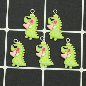 10 τμχ Mix Cartoon Animal Kawaii Resin Dinosaur Charms For Earring βραχιόλι Αλυσίδες τηλεφώνου Κρεμαστό αξεσουάρ Diy Cute Jewelry Make