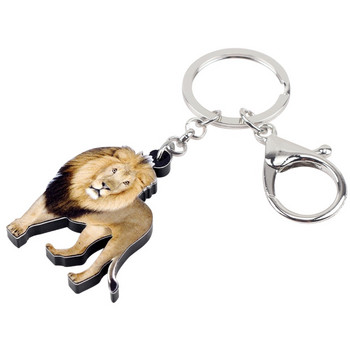 Bonsny Ακρυλικό Κομψό Walking Lion Keychains Δαχτυλίδια μπρελόκ Ζούγκλα Ζώο κοσμήματα για γυναίκες κορίτσια Γυναικεία τσάντα Γούρια Δώρο