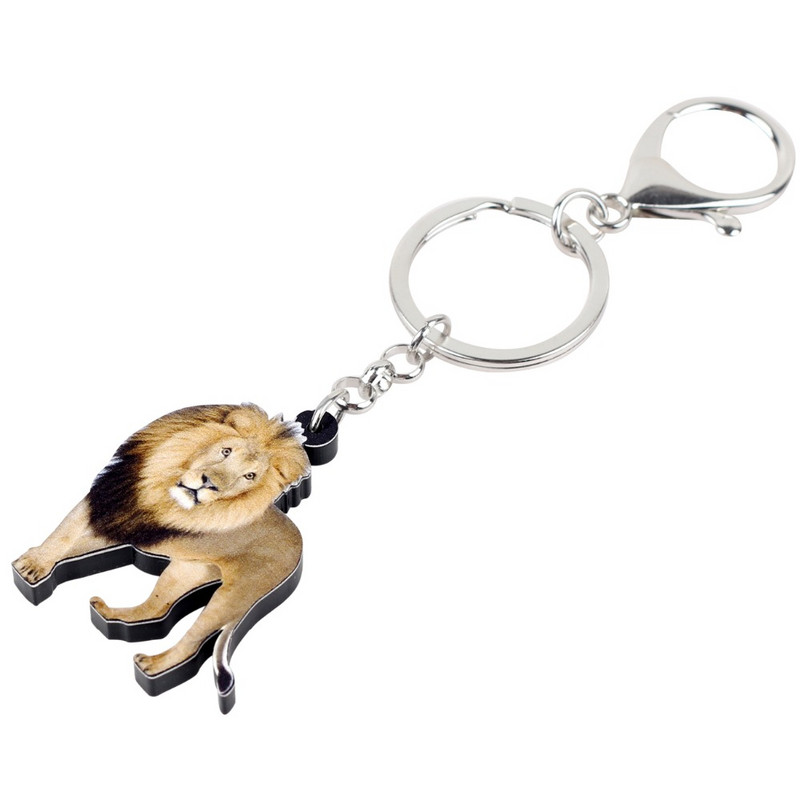 Bonsny Akril Elegantni hodajući lav privjesci za ključeve Prstenovi za ključeve Životinje iz džungle Nakit za žene Djevojke Ženske torbice Privjesci Poklon
