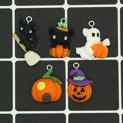 10 buc/lot drăguț dovleac de Halloween lanternă fantomă pisică rășină brelocuri bricolaj pandantiv pentru cercei brățară breloc Conectare bijuterii face