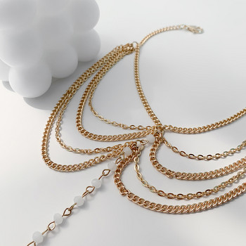 Нов 1 комплект многопластова перлена гривна за глезена модни златни гривни за глезена за жени Плажни боси крака Верига Сандал Бижута за глезена