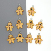12 buc. Mini rășină Gingerbread Man Bijuterii de Crăciun Faceți accesoriu Cercei de Crăciun Brățară Panglică Decorare pandantive Material