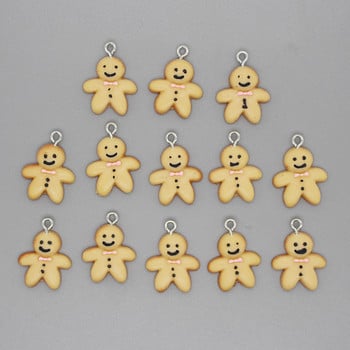 12τμχ Μίνι Ρητίνη Gingerbread Man Χριστουγεννιάτικο Κοσμήματα Φτιάξτε Αξεσουάρ Χριστουγεννιάτικο Σκουλαρίκι Βραχιόλι Κορδέλα Διακόσμηση Μενταγιόν Υλικό