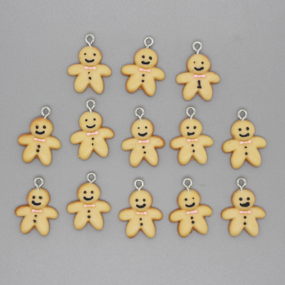 12 buc. Mini rășină Gingerbread Man Bijuterii de Crăciun Faceți accesoriu Cercei de Crăciun Brățară Panglică Decorare pandantive Material