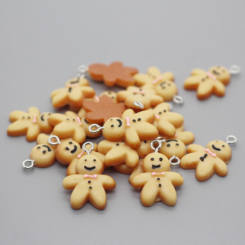 12 buc. Mini rășină Gingerbread Man Bijuterii de Crăciun Faceți accesoriu Cercei de Crăciun Brățară Panglică Decorare pandantive Material