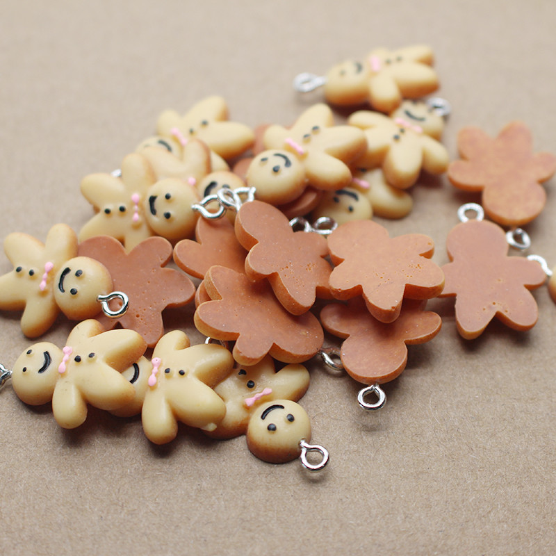 12 buc. Mini rășină Gingerbread Man Bijuterii de Crăciun Faceți accesoriu Cercei de Crăciun Brățară Panglică Decorare pandantive Material
