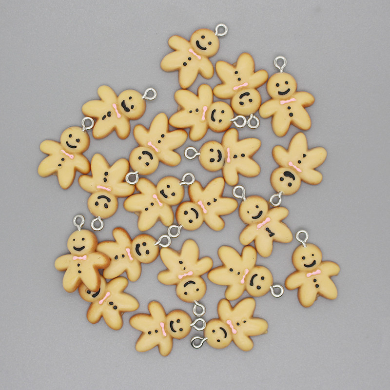 12 buc. Mini rășină Gingerbread Man Bijuterii de Crăciun Faceți accesoriu Cercei de Crăciun Brățară Panglică Decorare pandantive Material