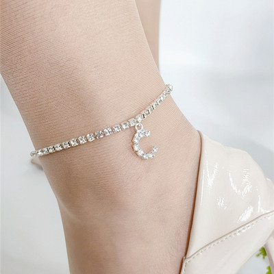 Cristal zirconiu literă inițială gleznă gleznă alfabet gleznă pentru femei lanț pentru picioare plajă brățări pentru picioare bijuterii boho 1buc