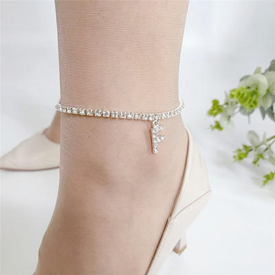 Cristal zirconiu literă inițială gleznă gleznă alfabet gleznă pentru femei lanț pentru picioare plajă brățări pentru picioare bijuterii boho 1buc