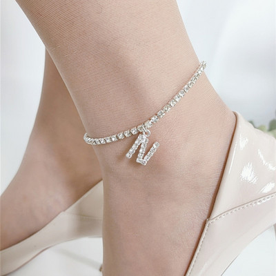 Cristal zirconiu literă inițială gleznă gleznă alfabet gleznă pentru femei lanț pentru picioare plajă brățări pentru picioare bijuterii boho 1buc