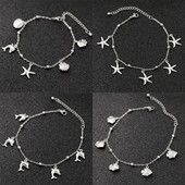 Allergiamentes rozsdamentes acél boka karkötő nőknek Star Fish Shell Charm karkötő lábon Lányok lábláncok Bokalánc ékszerek Új